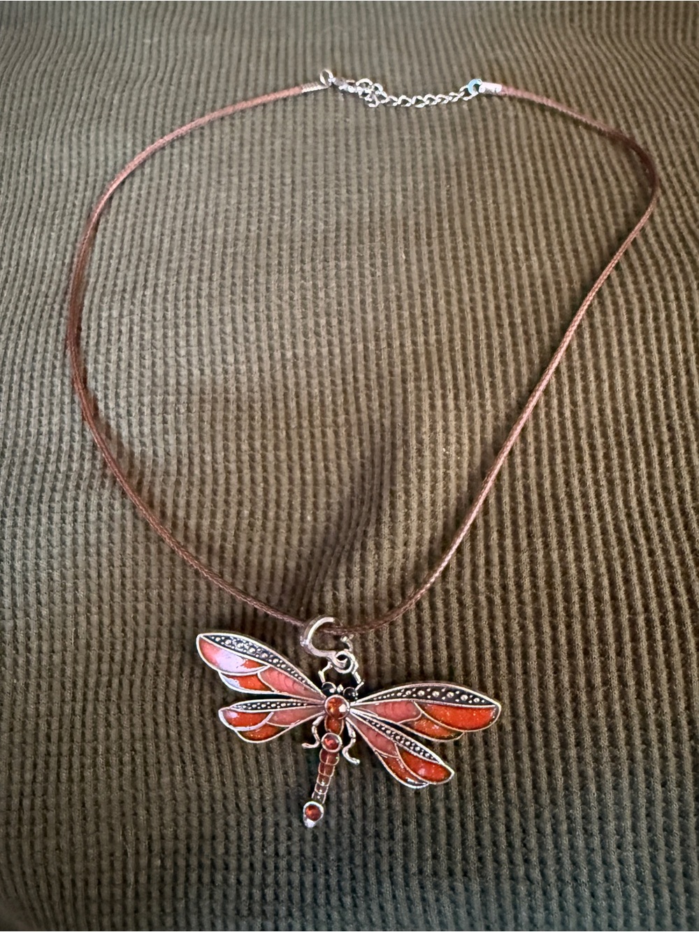 Dragonfly Pendant Necklace in Orange - Women Jewelry
